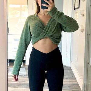 Green Wrap Crop Top